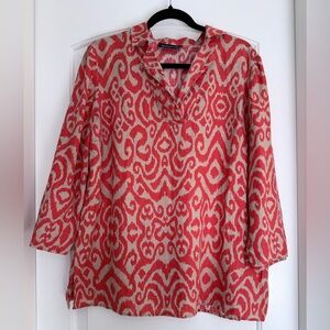 Jones New York 100% Linen Resortwear Summer Beach Top Size Large